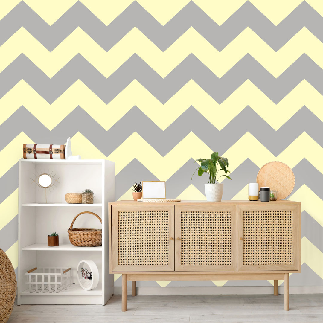 Grey and light-yellow 46 cm chevron wallpaper - Dekoori image 2