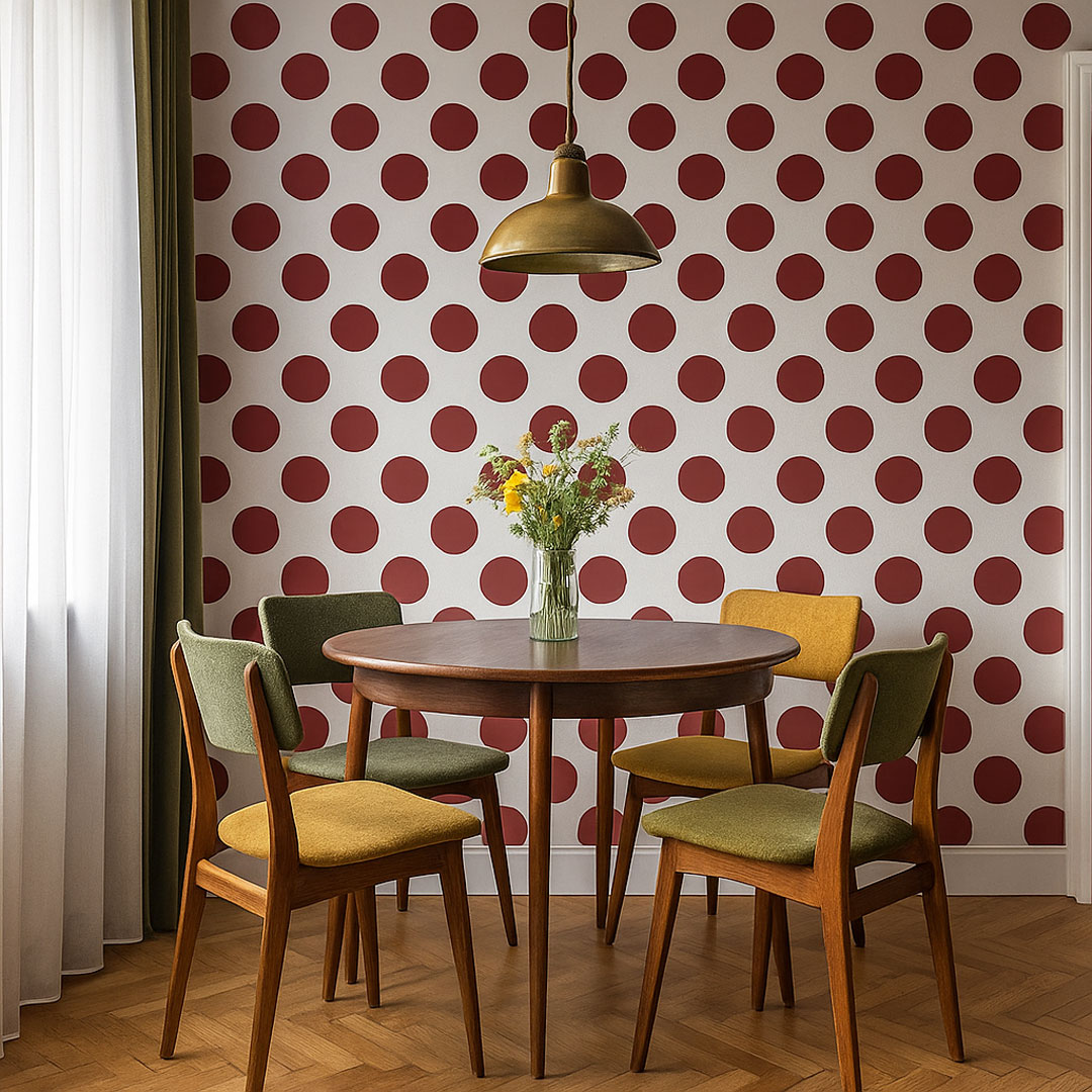 White and marsala big 10 cm dots wallpaper - Dekoori image 2
