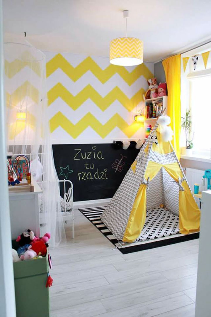 White and yellow chevron wallpaper - Dekoori image 3