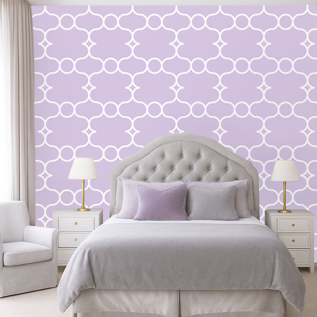 Purple and white Arabic pattern wallpaper - Dekoori image 2