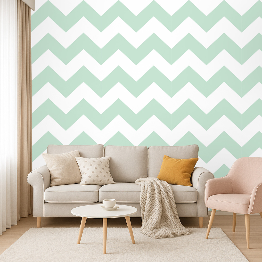 White and mint chevron wallpaper - Dekoori image 2