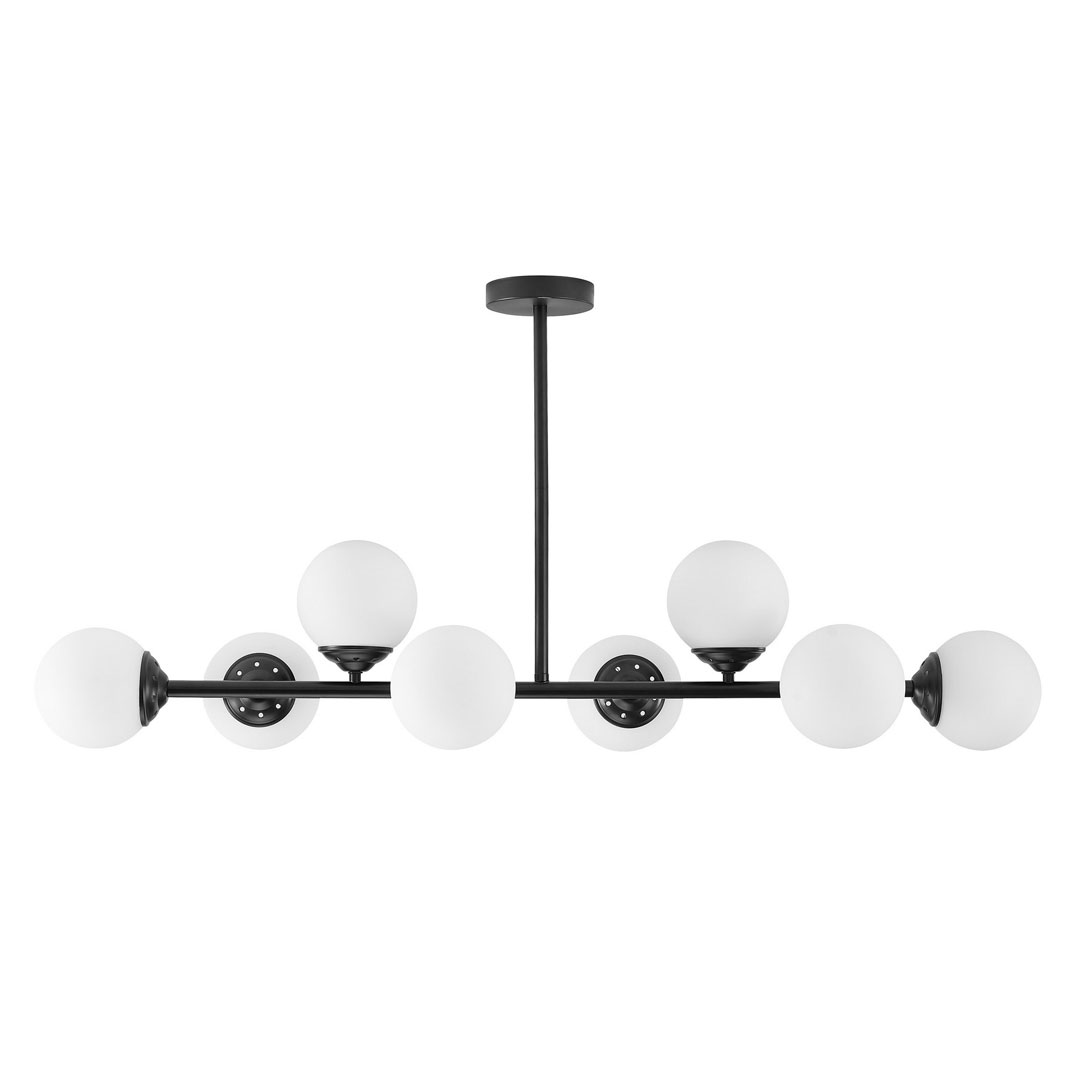 Black tube pendant lamp with white glass globe shades - FINO - Lampit image 1