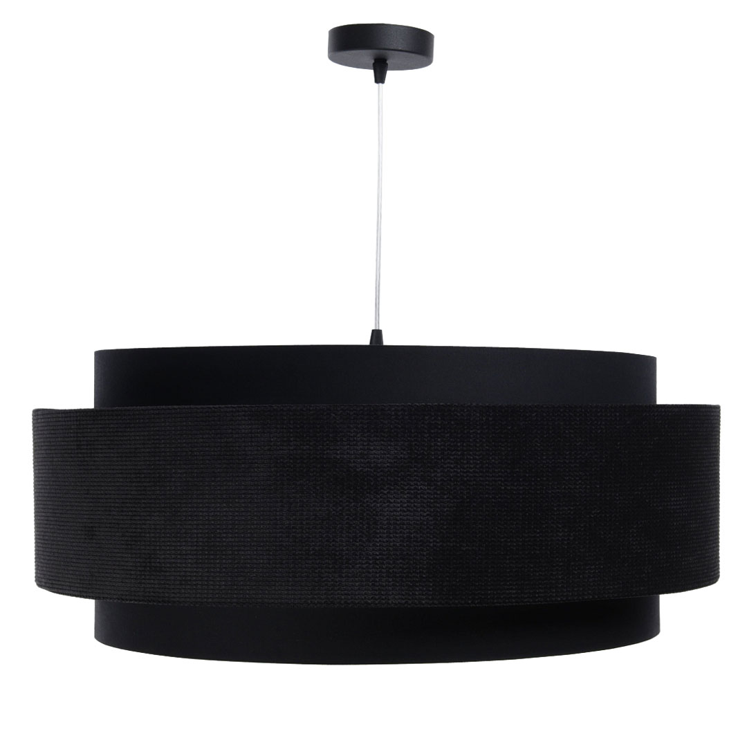 Black pendant lamp, velour hanging light, double lampshade, silver interior - SMILE - BPS Koncept image 4