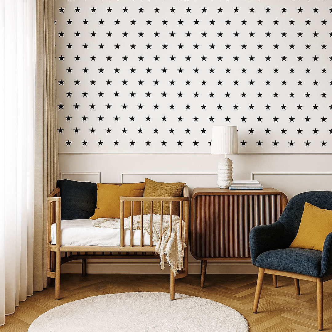 White and black 5 cm stars wallpaper - Dekoori image 2