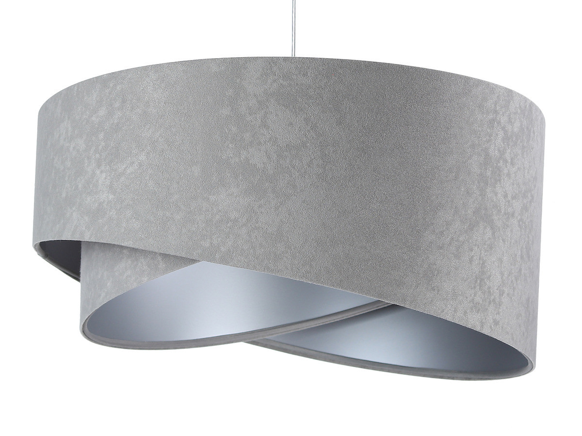Grey ceiling pendant light, asymmetrical velour lampshade with silver interior - TAMI - BPS Koncept image 1