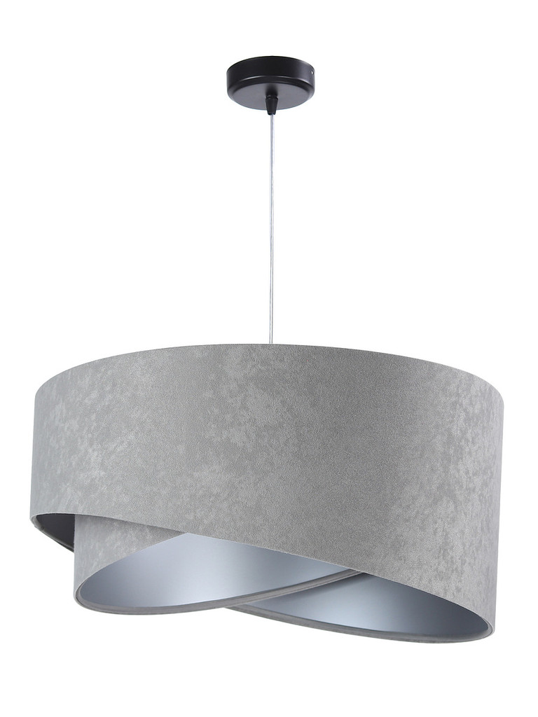Grey ceiling pendant light, asymmetrical velour lampshade with silver interior - TAMI - BPS Koncept image 3
