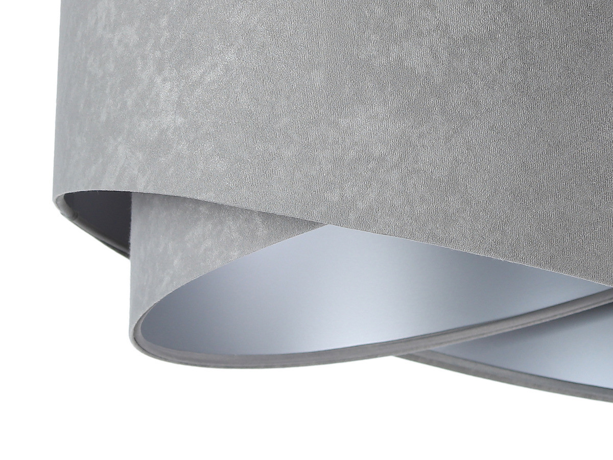 Grey ceiling pendant light, asymmetrical velour lampshade with silver interior - TAMI - BPS Koncept image 4