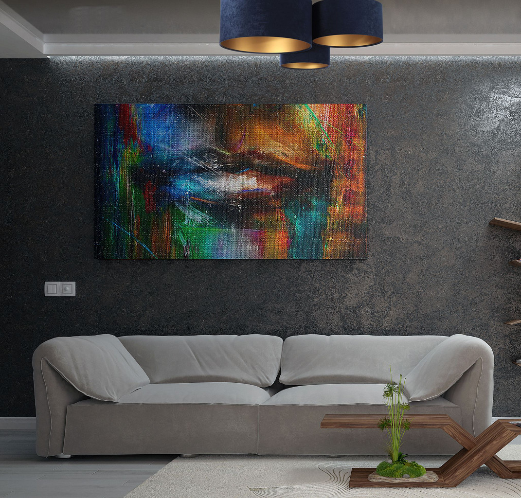 Navy blue and gold ceiling lamp with cylindrical velour lampshades in various sizes - HONIR - BPS Koncept image 2