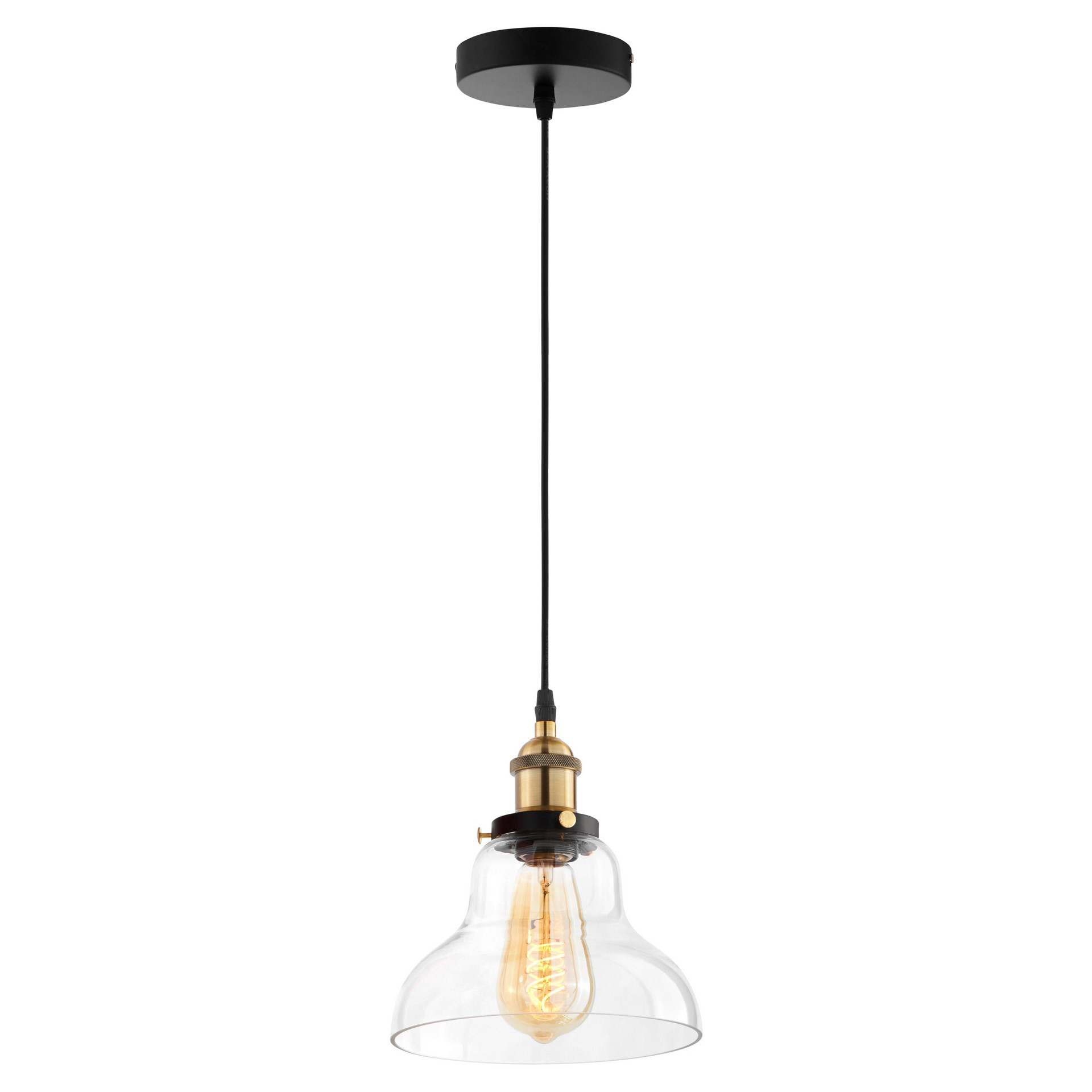 Transparent pendant light, loft industrial lamp, glass shade, retro style - ZUBI - Lumina Deco image 2