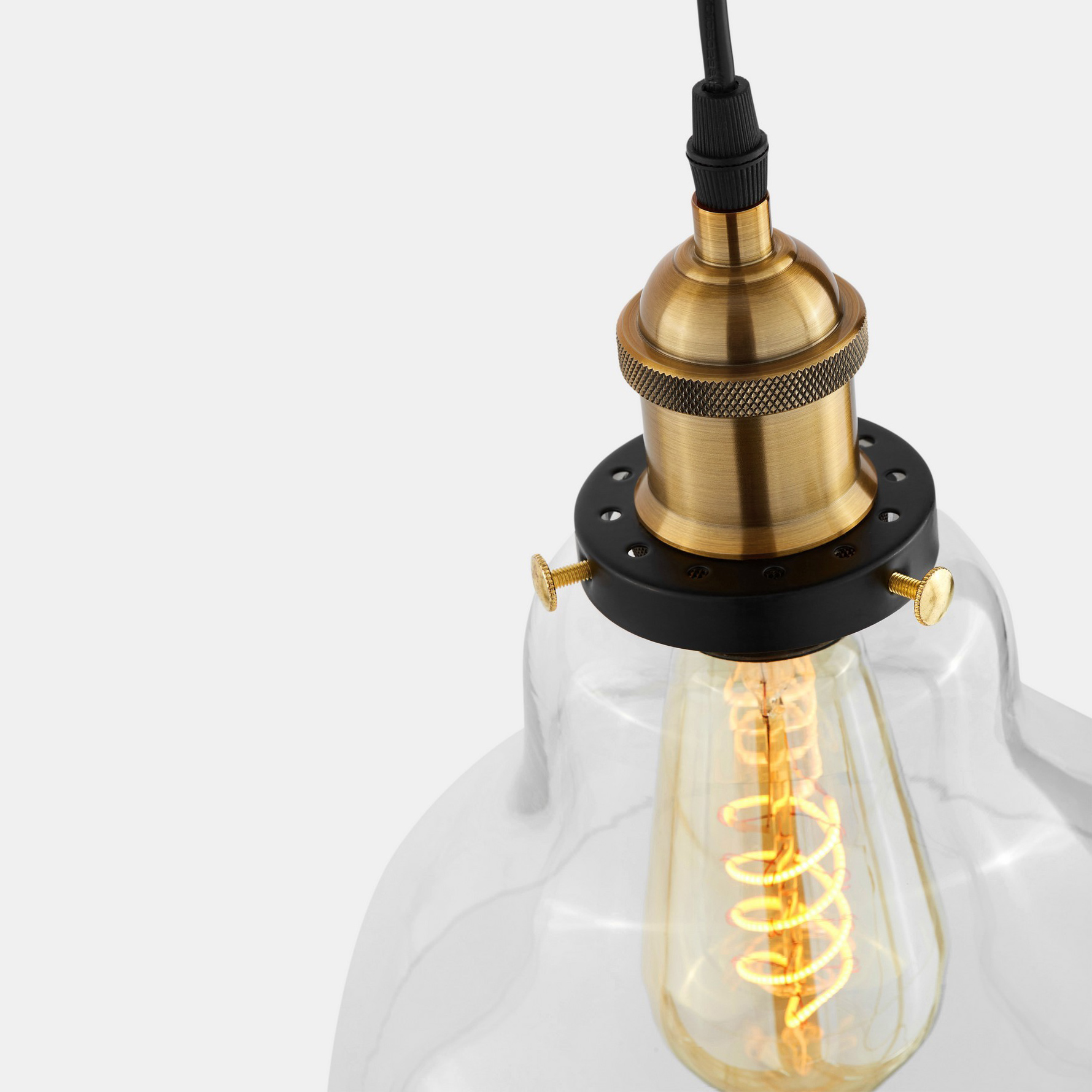 Transparent pendant light, loft industrial lamp, glass shade, retro style - ZUBI - Lumina Deco image 4