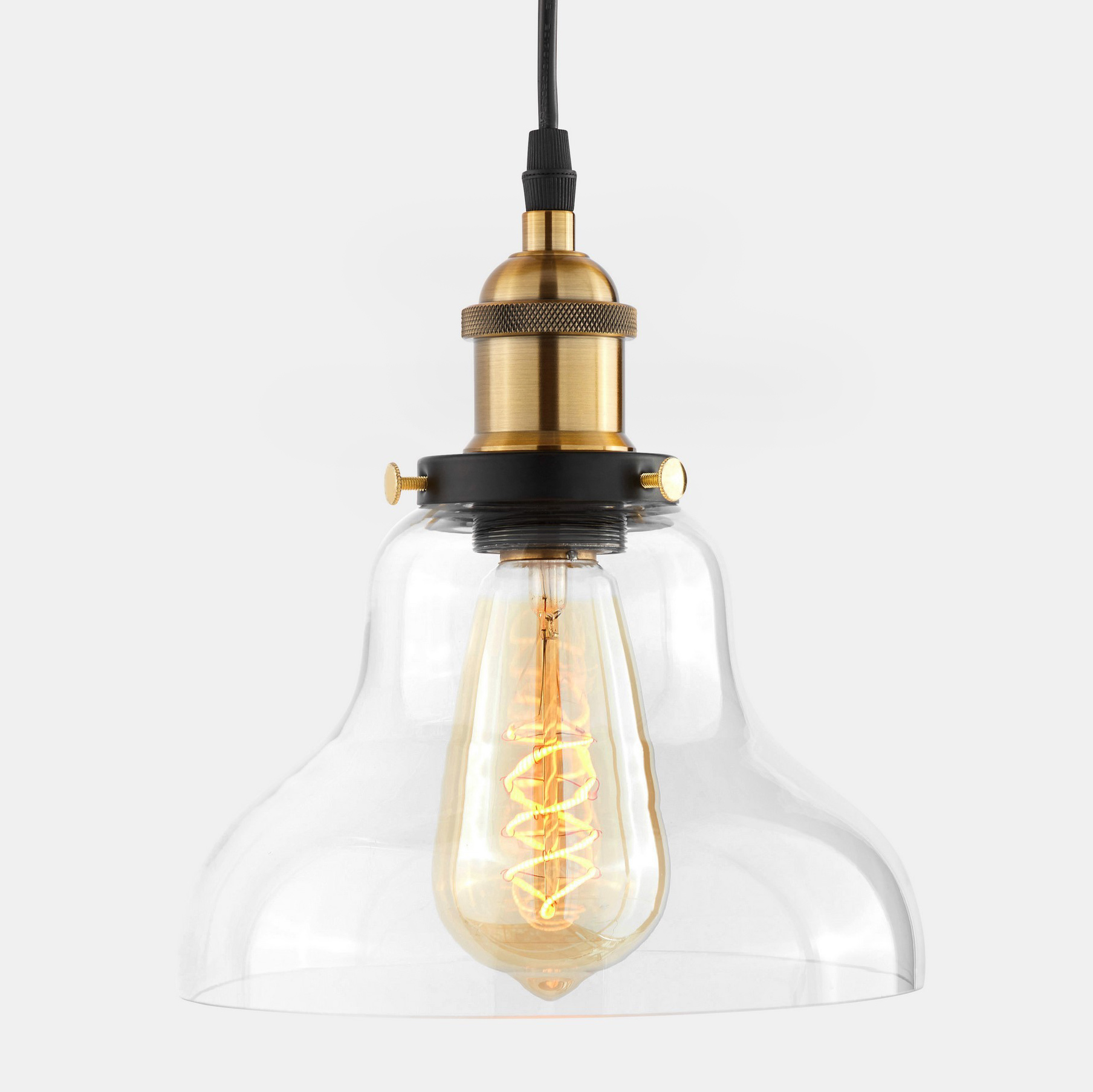 Transparent pendant light, loft industrial lamp, glass shade, retro style - ZUBI - Lumina Deco image 3
