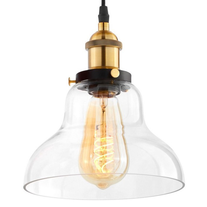Transparent pendant light, loft industrial lamp, glass shade, retro style - ZUBI - Lumina Deco image 1