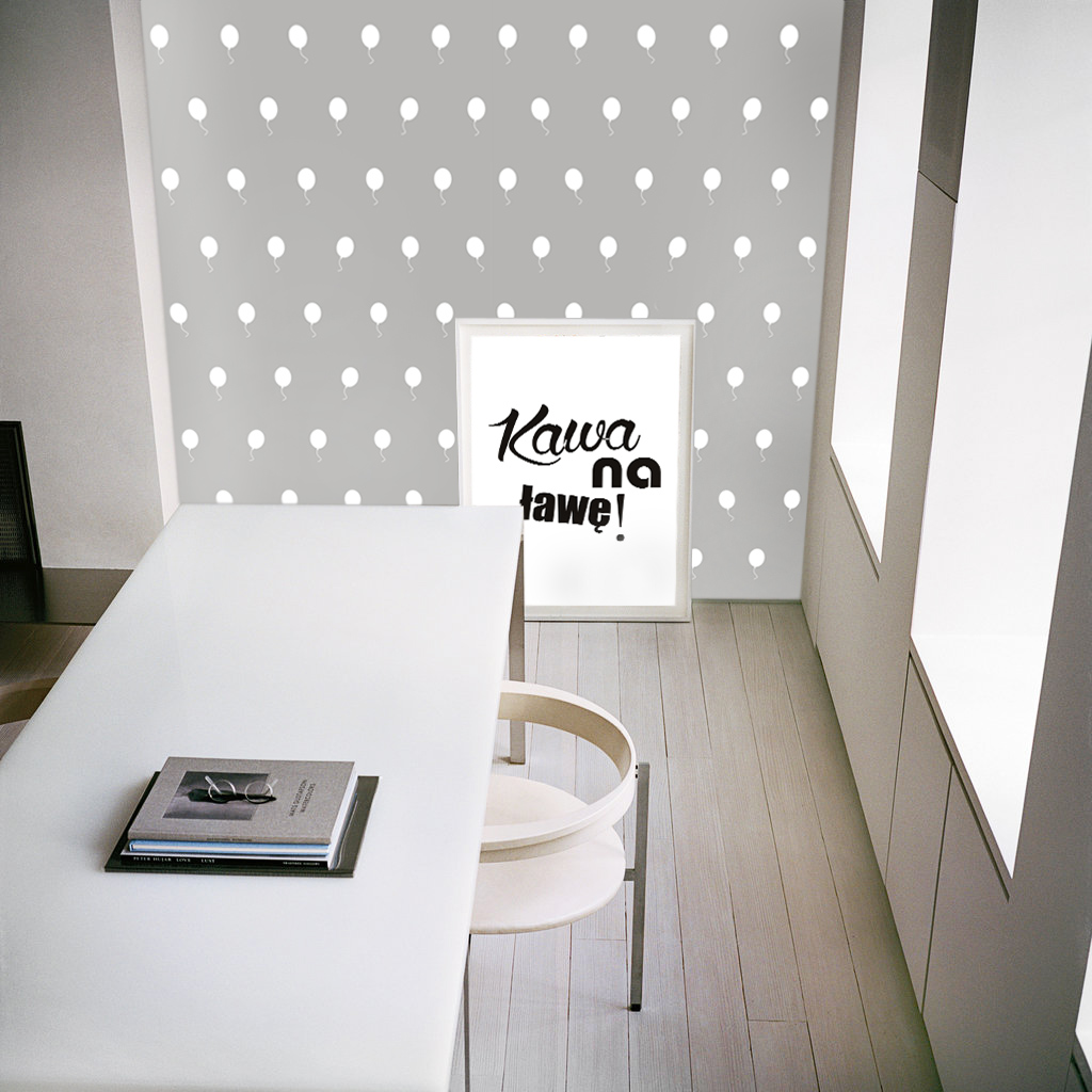 Grey wallpaper with white balloons - Dekoori image 3