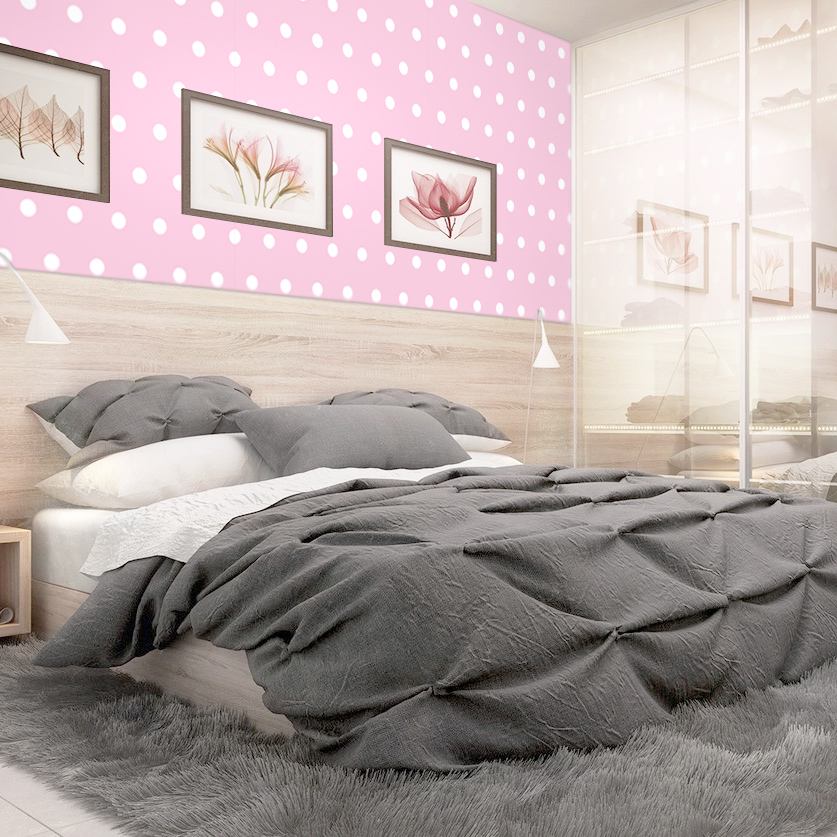 Pink and white 5 cm dots wallpaper - Dekoori image 2