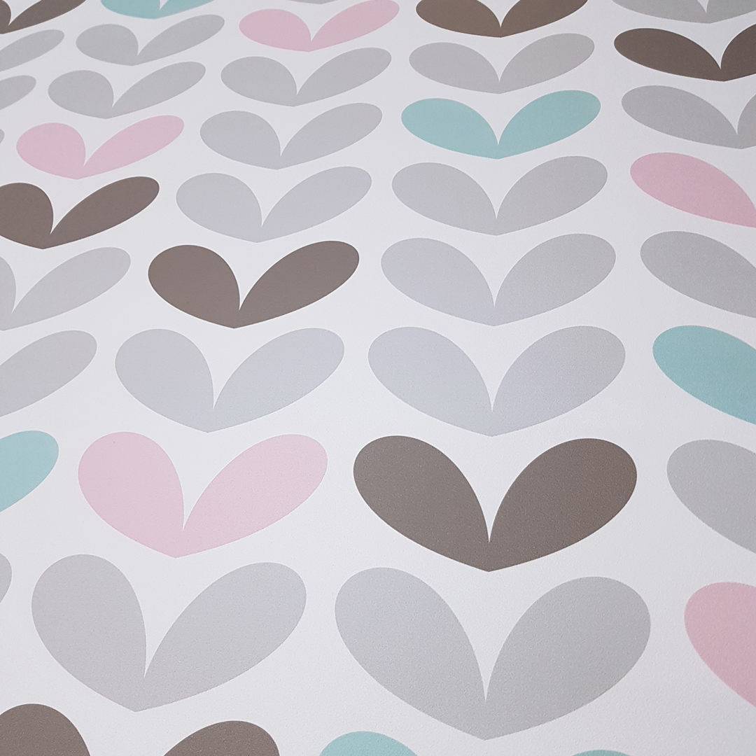 Scandinavian wallpaper with colourful heart-shaped leaves - Dekoori image 2