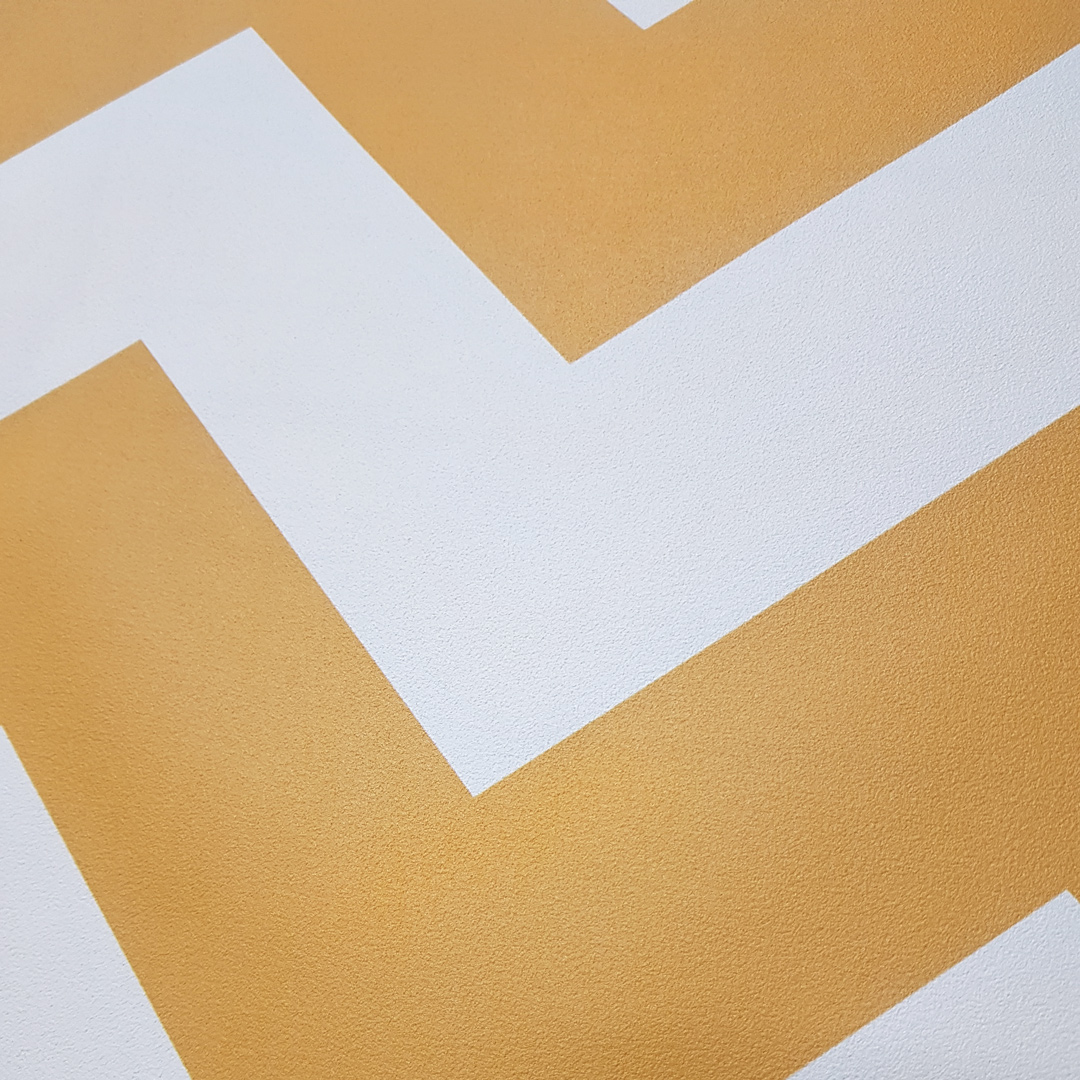 White and mustard 23 cm chevron wallpaper - Dekoori image 4
