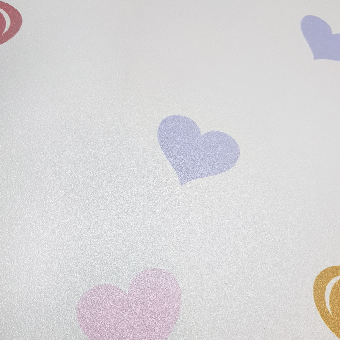 White and pink-beige-violet hearts wallpaper for girls - Dekoori image 4