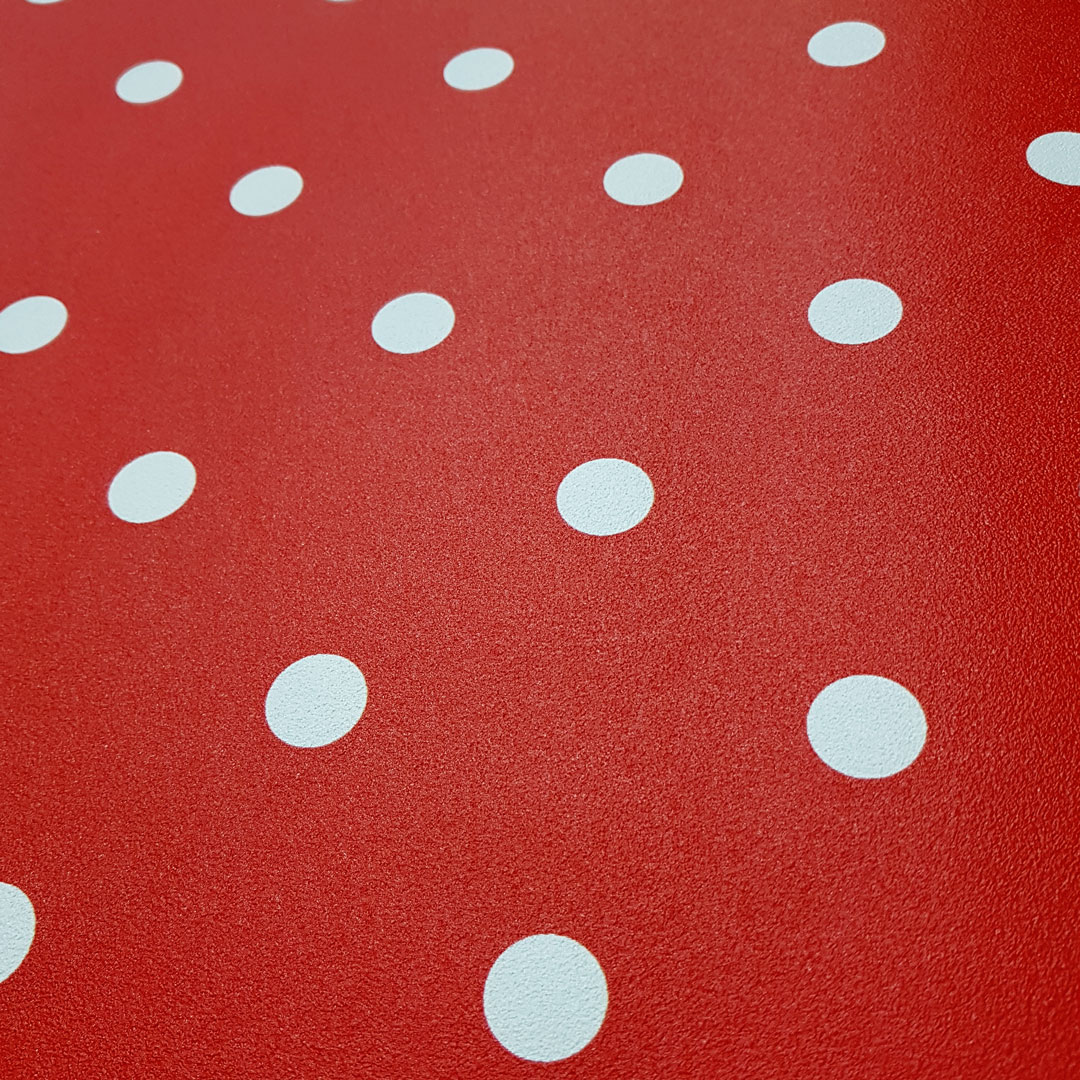 Red and mini white 2 cm dots wallpaper - Dekoori image 3