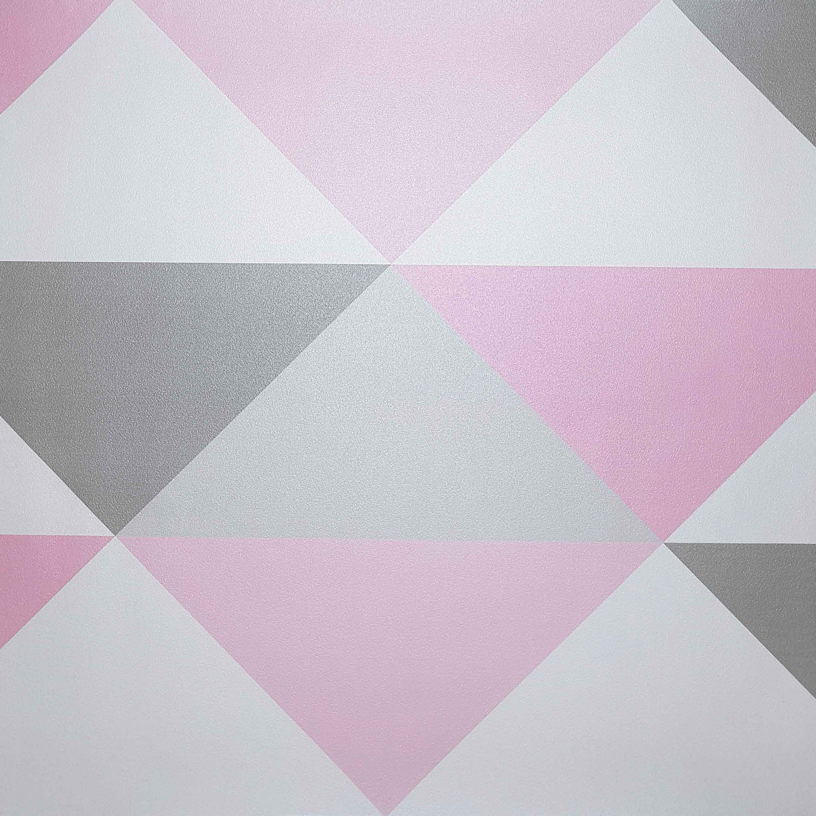 Scandinavian wallpaper with pastel pink, grey and white 33 cm triangles - Dekoori image 3