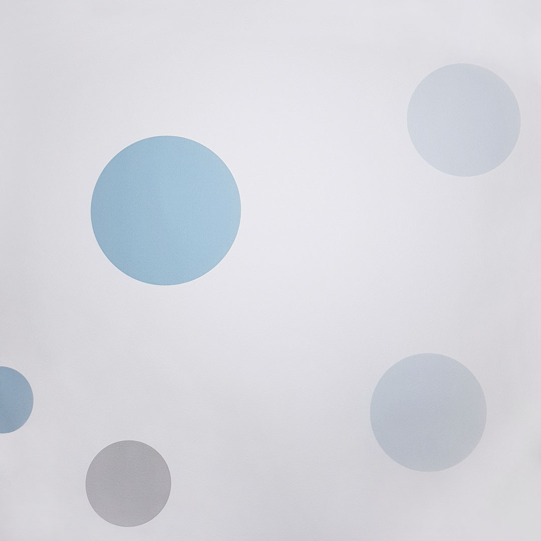 Wallpaper with blue and grey dots, bubbles, circles in modern style, for living room - Dekoori image 3