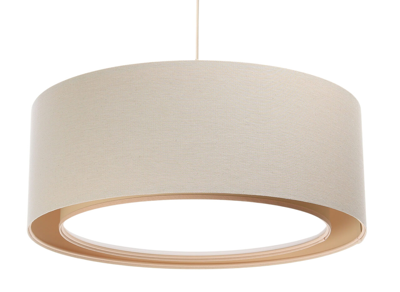 Cream pendant light with round jute fabric boho shades and diffuser - VIVIENNE - BPS Koncept image 1