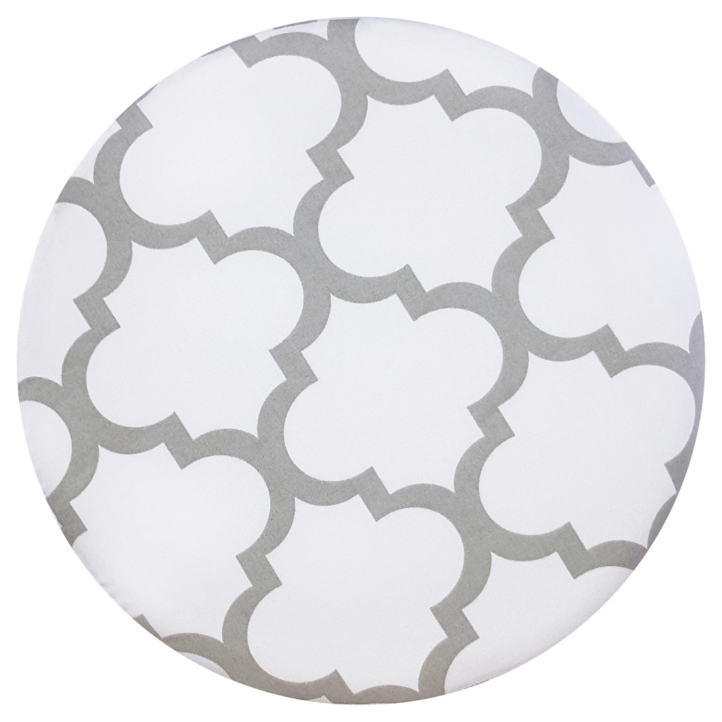 White pouf Scandinavian design grey pattern Moroccan clover - Lily Pouf image 2