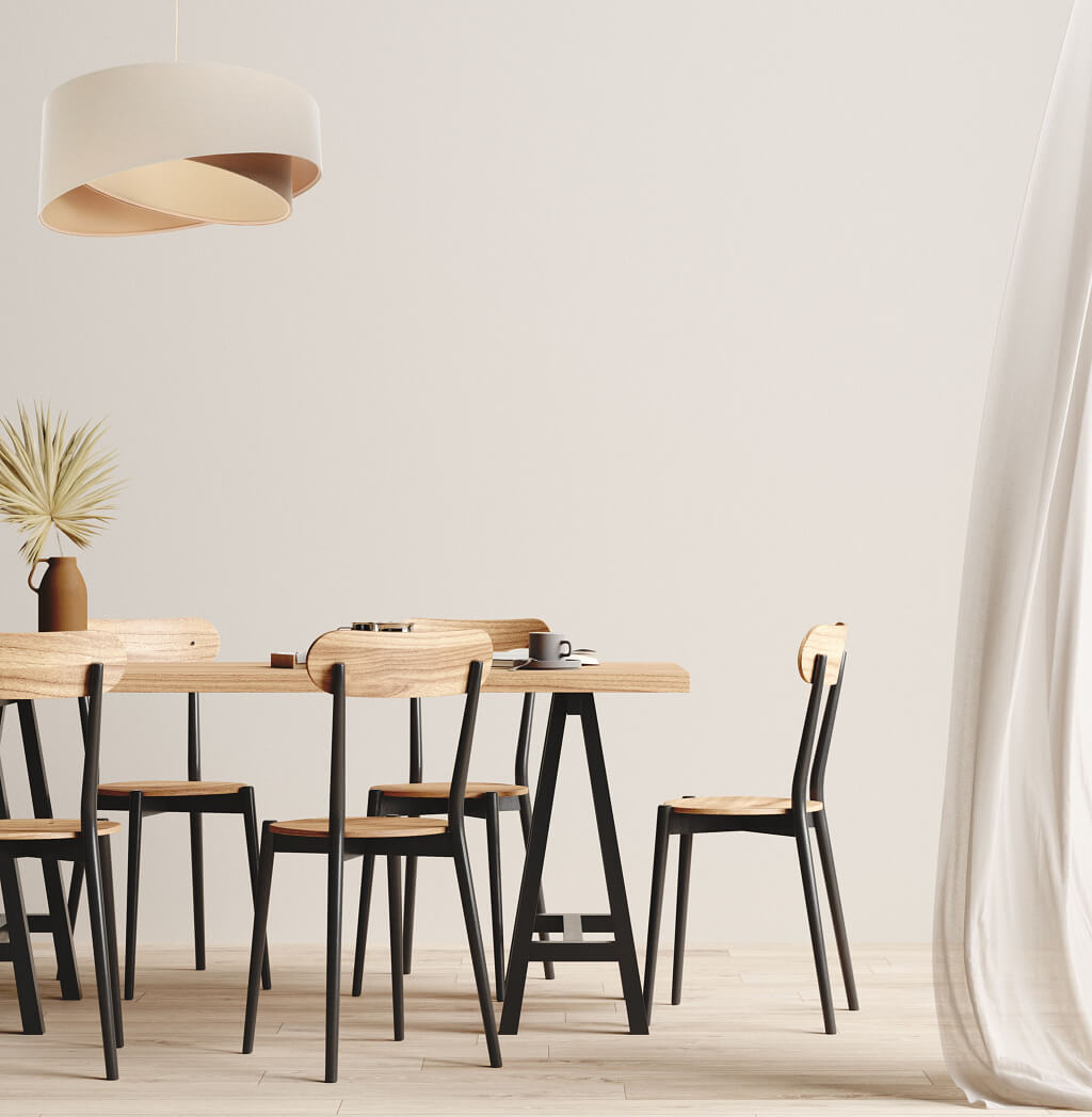Cream and beige pendant lamp with cylindrical lampshades in linen and jute fabric with beige inside BOHO - BPS Koncept image 2