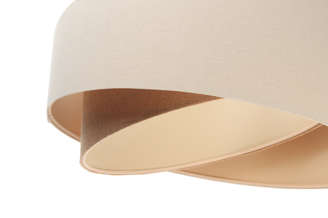 Cream and beige pendant lamp with cylindrical lampshades in linen and jute fabric with beige inside BOHO - BPS Koncept image 4