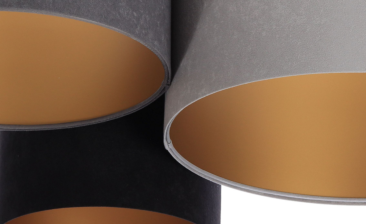 Grey-black ceiling light fixture with velour lampshades with golden insides - HEKTOR - BPS Koncept image 4