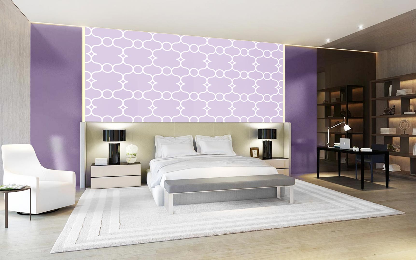 Purple and white Arabic pattern wallpaper - Dekoori image 3