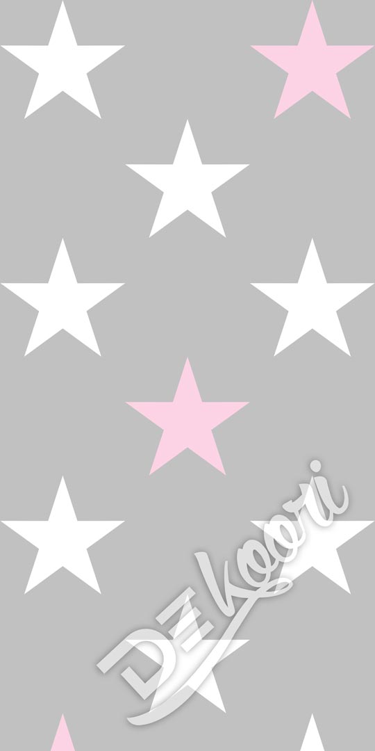 Grey wallpaper with 33 cm stars (white and pink stars) - Dekoori image 2