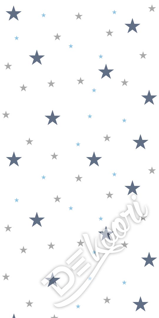 White wallpaper with blue, grey and navy blue stars - Dekoori image 3