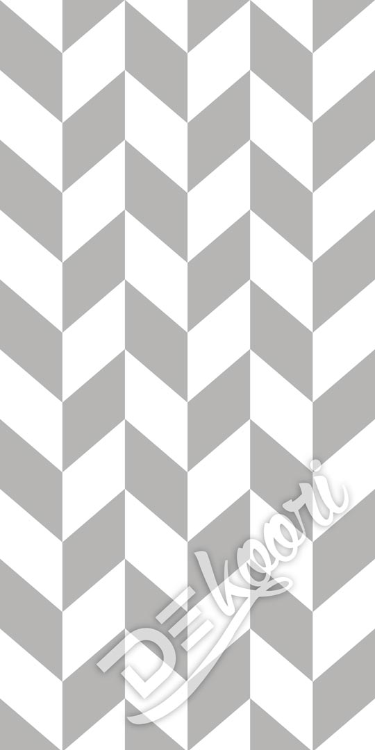 White and grey herringbone scandinavian wallpaper - Dekoori image 3