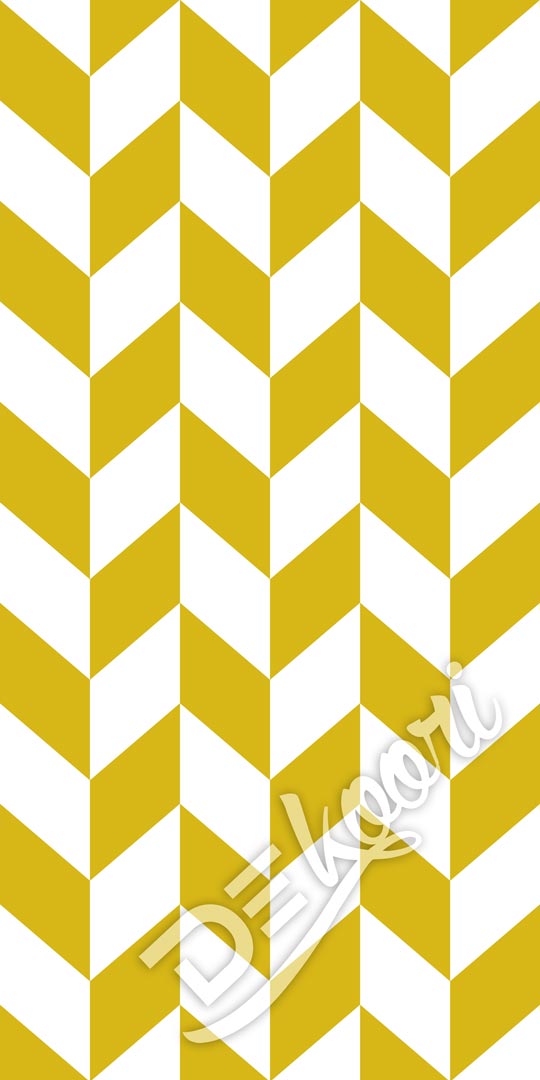 White and mustard herringbone scandinavian wallpaper - Dekoori image 3
