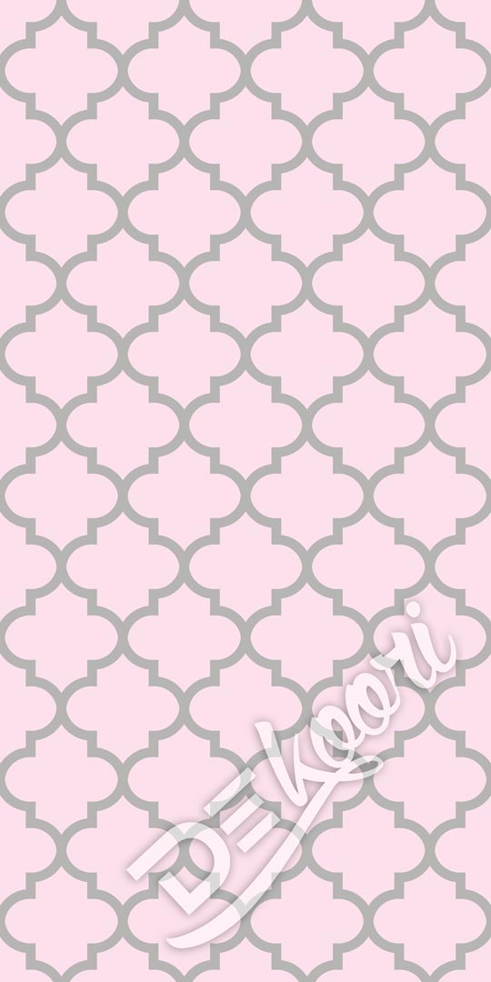 Pink and grey pastel, Moroccan quatrefoil tile wallpaper - Dekoori image 3