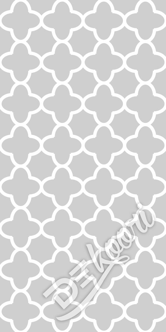 Grey and white quatrefoil oriental pattern wallpaper - Dekoori image 3