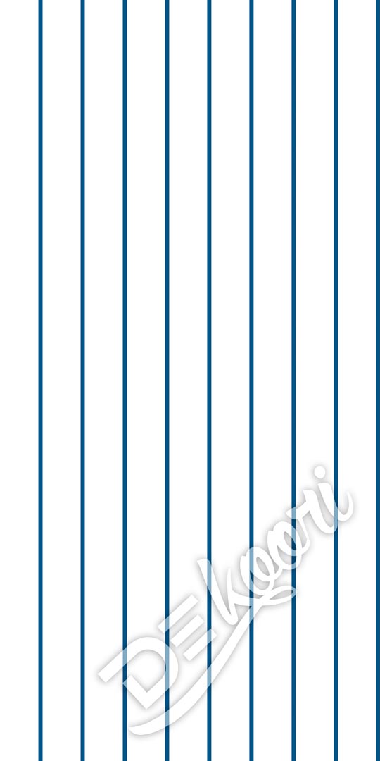 White and blue 1 cm vertical stripes wallpaper - Dekoori image 3
