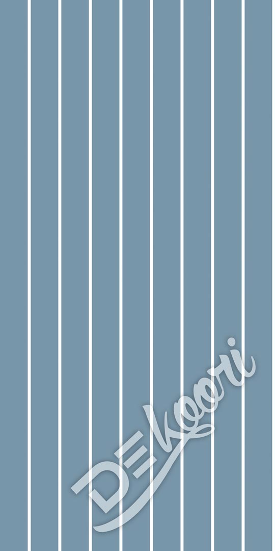 Scandinavian wallpaper with white vertical stripes on a blue background - Dekoori image 3