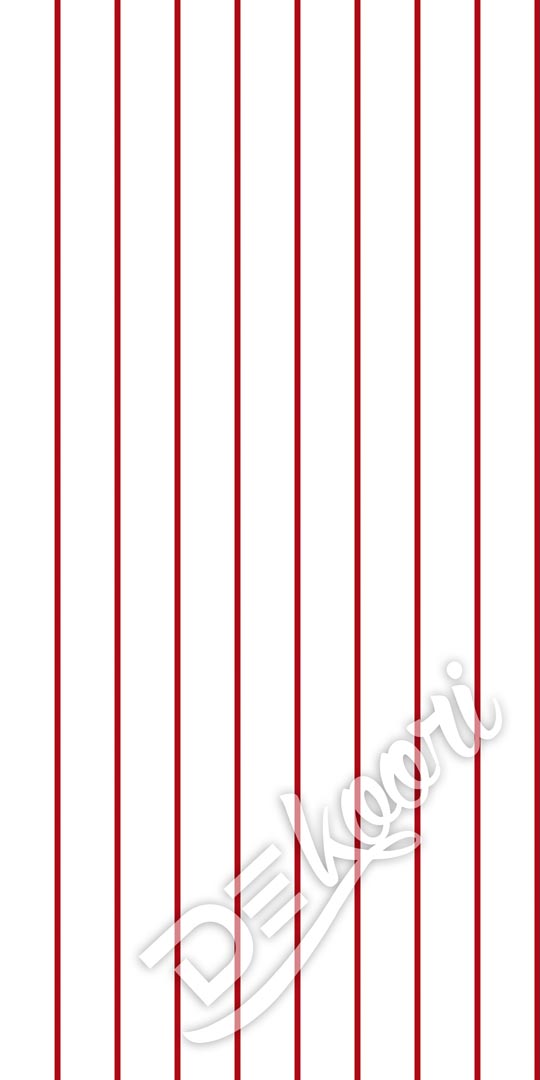 White wallpaper with vertical (1cm) red stripes/lines - Dekoori image 3