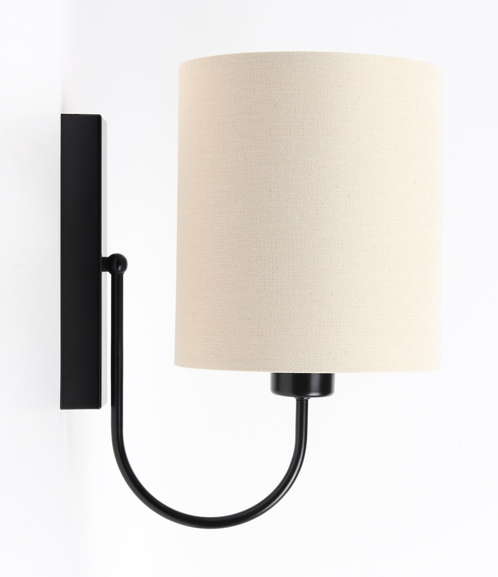 Light cream boho style wall lamp with cylindrical linen lampshade - BOHO - BPS Koncept image 2