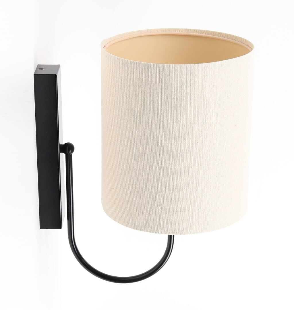 Light cream boho style wall lamp with cylindrical linen lampshade - BOHO - BPS Koncept image 4