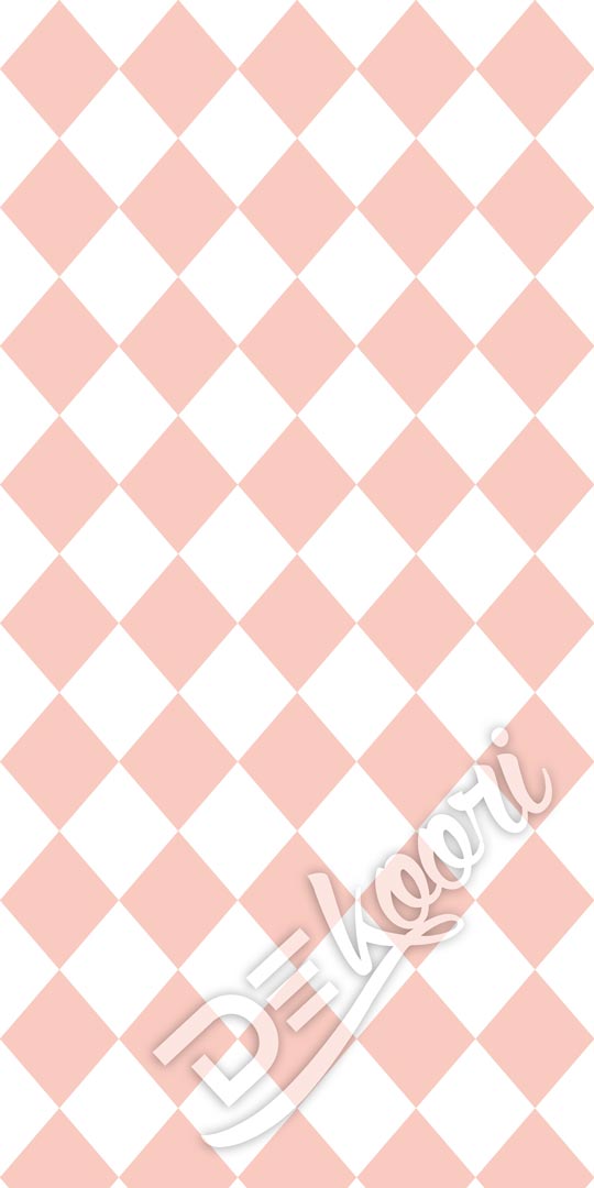 White and light salmon pink harlequin wallpaper - Dekoori image 3