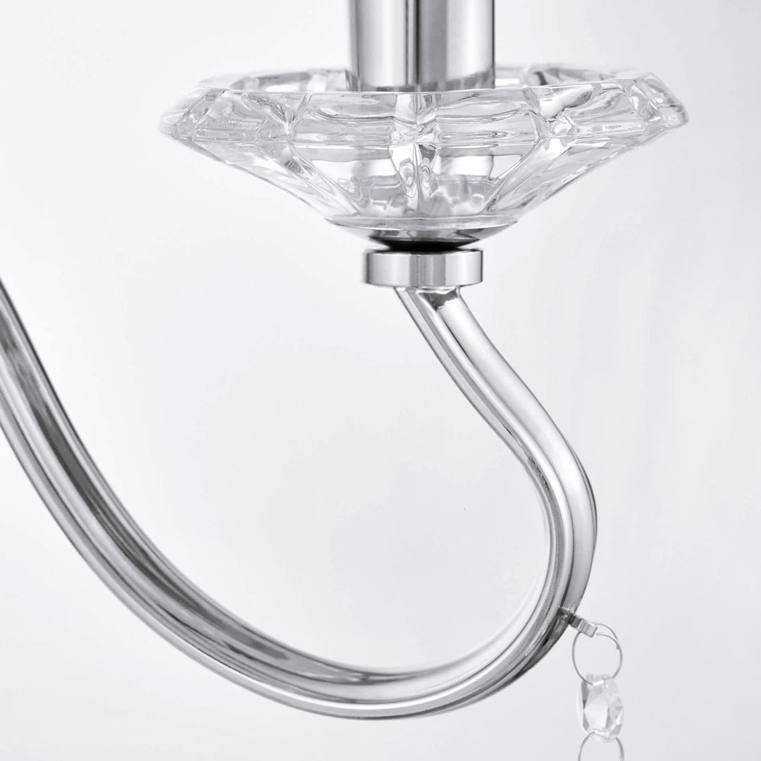 Crystal wall lamp with chains, white lampshade, silver wall sconce - FINEZZIA W1 - Lumina Deco image 4
