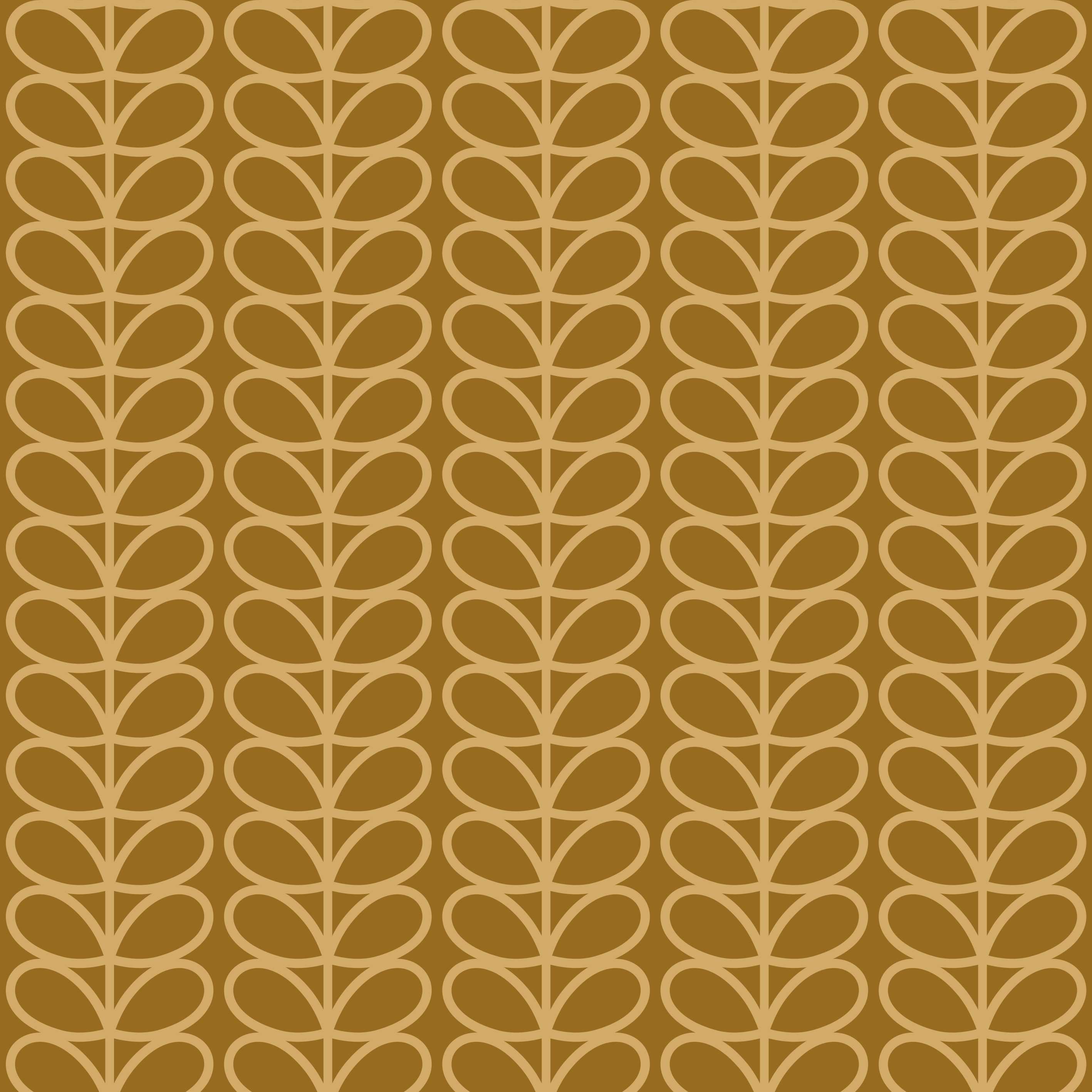 Copper wallpaper with beige leaves in Scandinavian/nordic boho style - Dekoori image 1