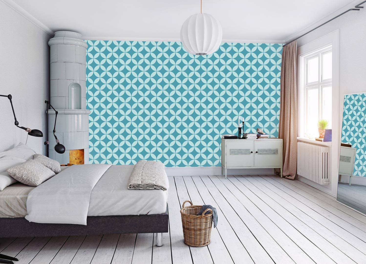 Oriental wallpaper with turquoise Moroccan mosaic retro design - Dekoori image 2