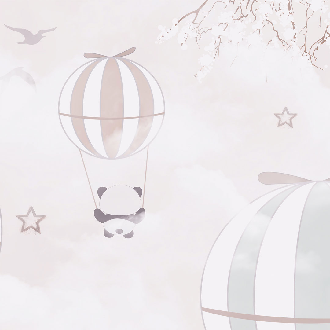Beige wallpaper for children's room A BALLOON TRIP OF ANIMAL FRIENDS - Dekoori image 4