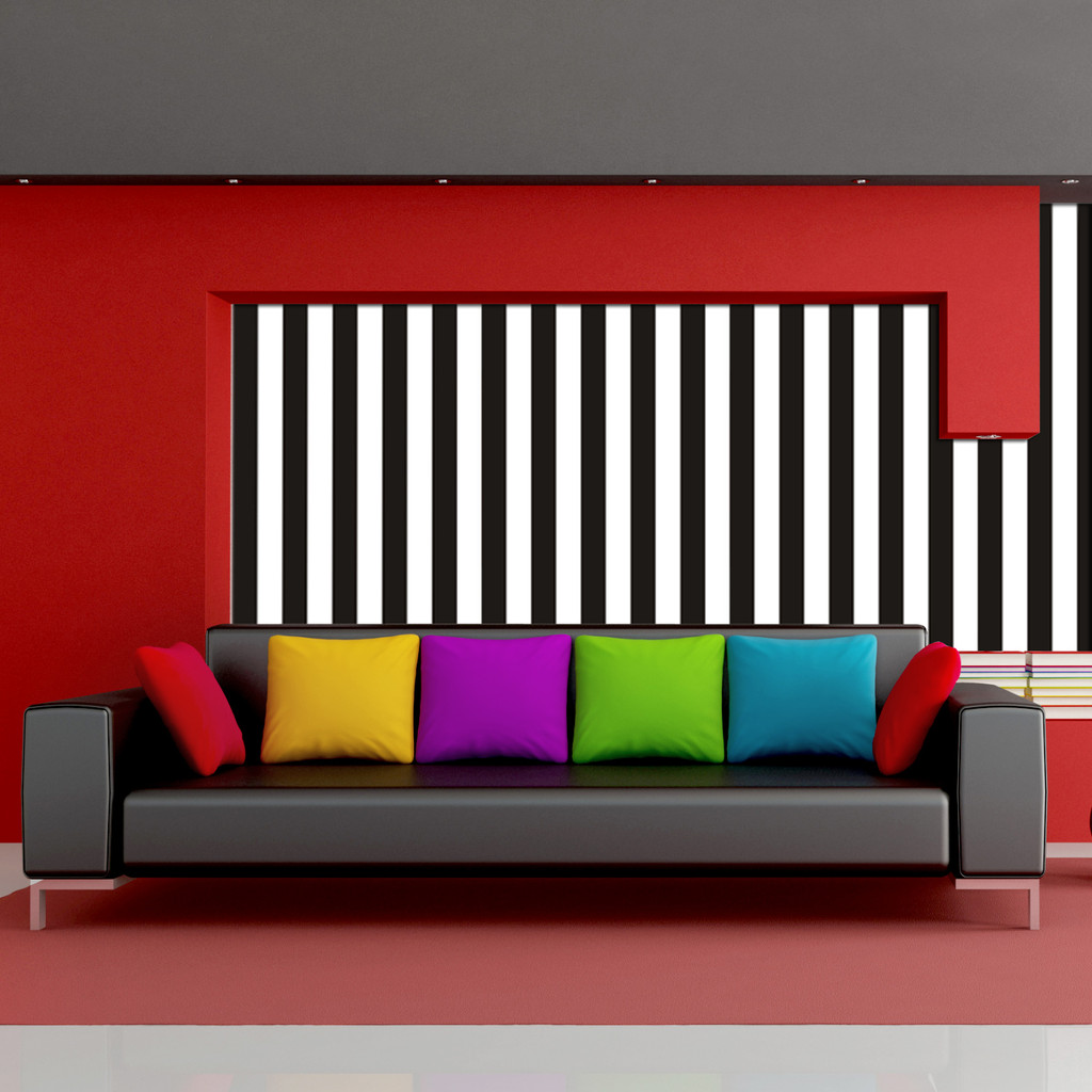 White and Black Vertical Striped Wallpaper