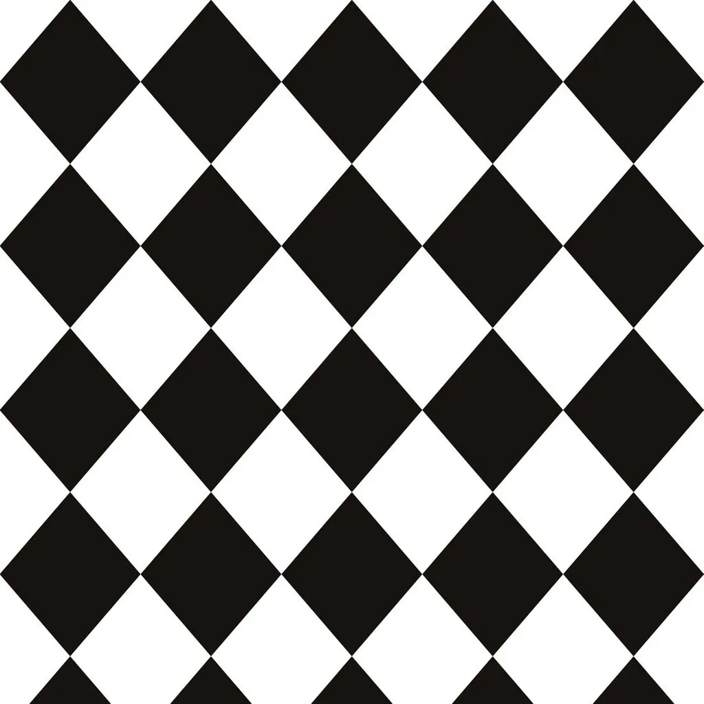 White and Black Harlequin Geometric Wallpaper