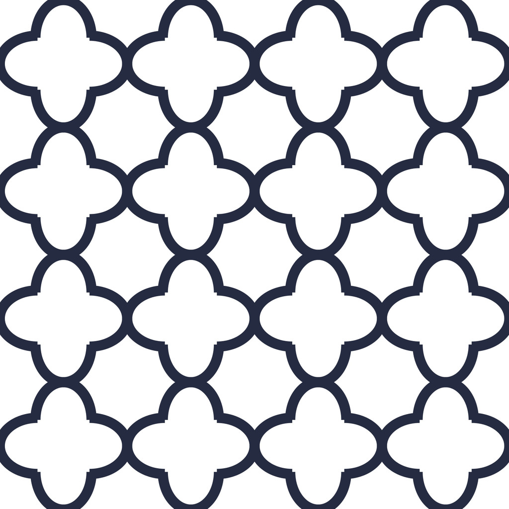 Moroccan white and navy blue patterned wallpaper
