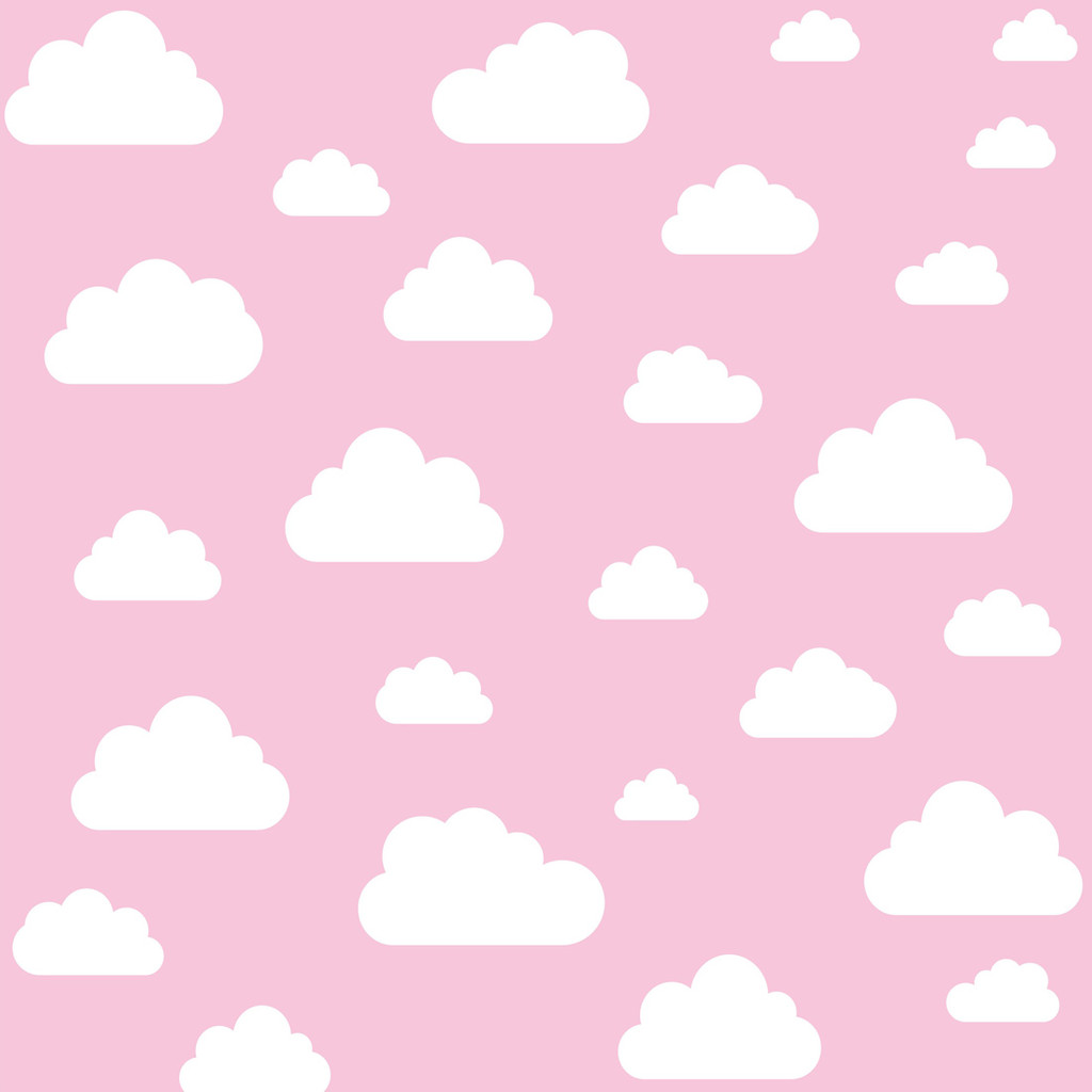 Pink Wallpaper for Walls with White 7,524 cm Clouds